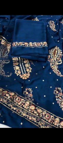 ✨ Midnight Heritage — 2PC Silk Embroidered Suit 👗