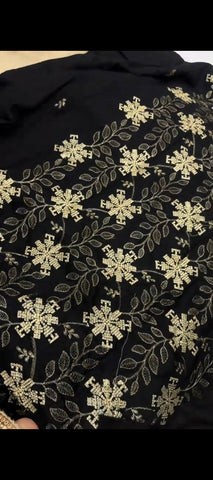 🖤 Elegant Black & Beige Dhanak Wool Embroidered Suit