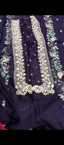 ✨ Midnight Elegance – 2-Piece Peach Wool Embroidered Suit