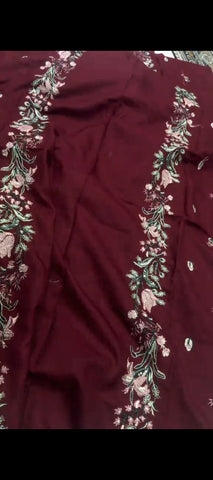 ✨ MAROON 2PC PEACH WOOL EMBROIDERED WINTER SUIT