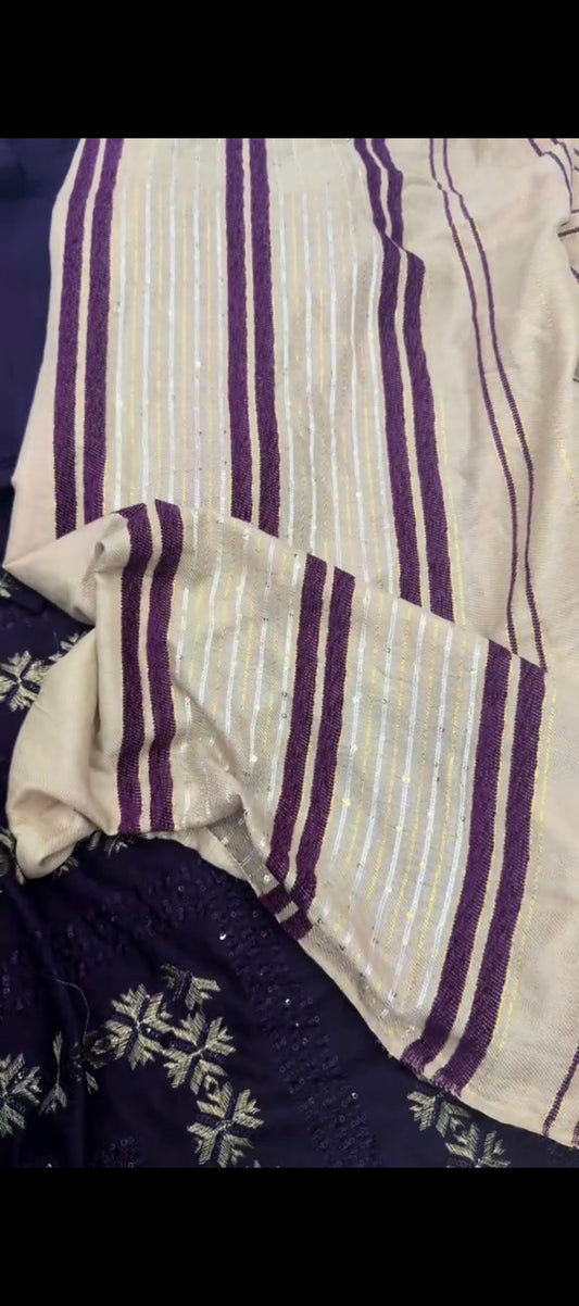 Royal Plum — 3 Pc Dhanak Suit ✨