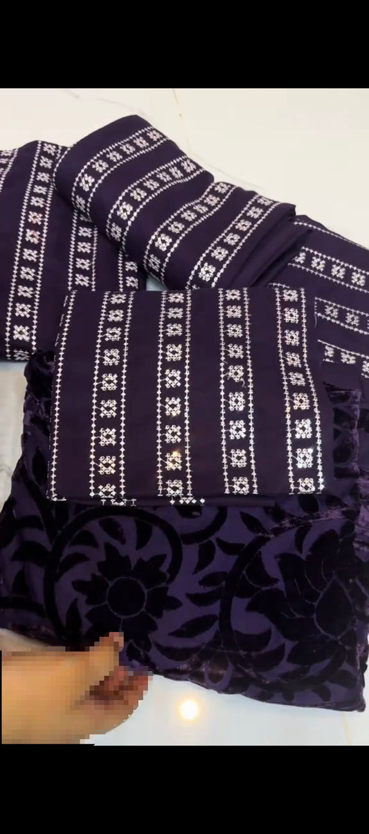 ✨ Regal Purple – 3 Piece Palachi shawl Suit ✨