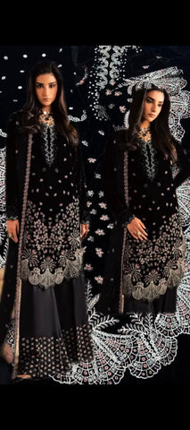 🖤 Midnight Elegance – Luxury Black Velvet Embroidered Suit