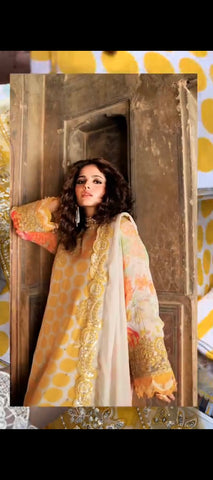 ✨ Golden Polka Dot Elegance – Premium 3PC Khaddar Suit