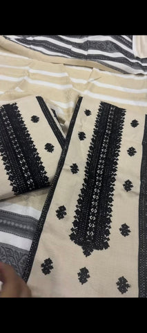 3-Piece Skin & Black Shamlira  Wool Suit