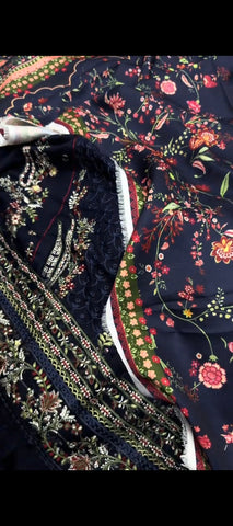 🌺 MIDNIGHT BLOOM – PREMIUM CHICKEN KARI & MULTI-COLOR EMBROIDERED