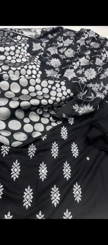 🖤 3PC Winter Embroidered Suit with polka dot shawl
