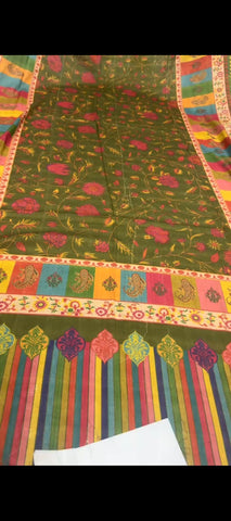 💚✨ ELEGANT GREEN 3PC DHANAK PEACH WOOL WINTER SUIT WITH VIBRANT COLOURFUL SHAWL