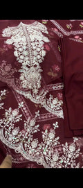 ✨ Royal Maroon – 3 Piece Winter Embroidered Suit with Shawl ❄️🤍