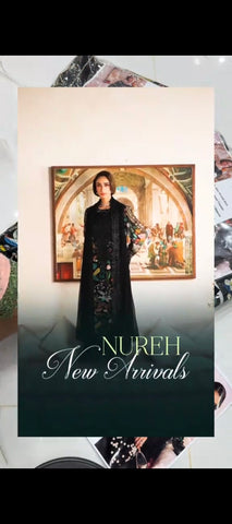 🖤✨ Midnight Bloom – Luxury Nureh 3PC Unstitched Suit