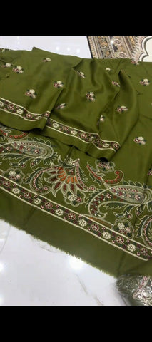 🌿 3PC Breeze Dhanak Wool Embroidered Suit With Colourful Shawl Embroidery
