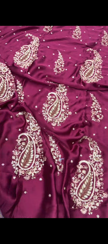 ✨ Berry Wine — 2 Pc Silk Embroidered Suik suit