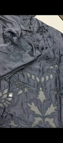 🩶 Silver Mist – Luxury Lazer Kari Silk 2PC Suit