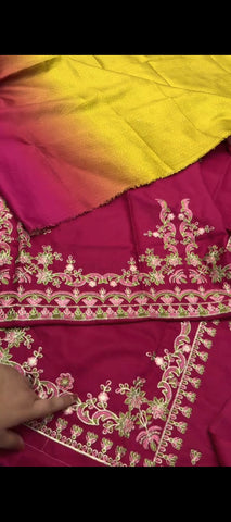 🌺 Blush Bloom – Embroidered 3PC Winter Suit with 4-Tone Pashmina Shawl