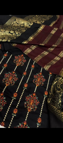 ✨ Winter Embroidered dhanak wool 3-Piece Suit with shawl ✨