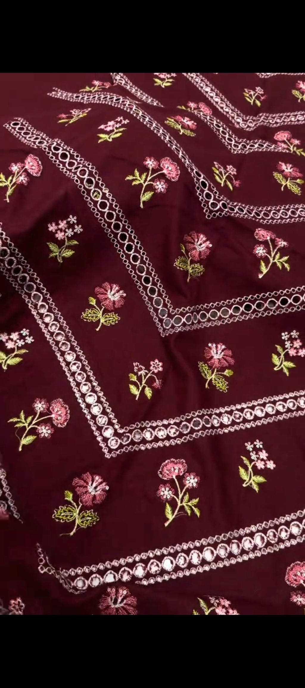✨ Royal Maroon – 3 Piece Winter Embroidered Suit with Shawl ❄️🤍
