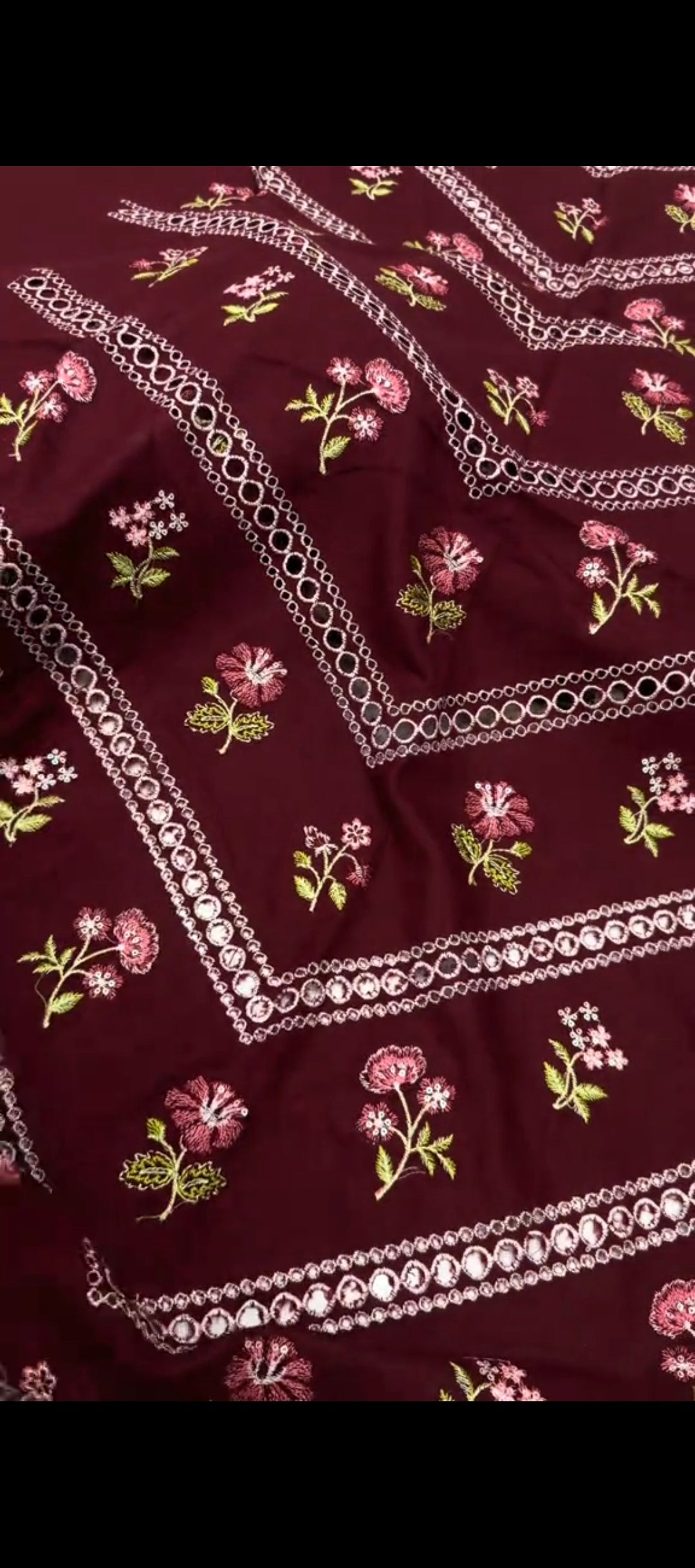 ✨ Royal Maroon – 3 Piece Winter Embroidered Suit with Shawl ❄️🤍