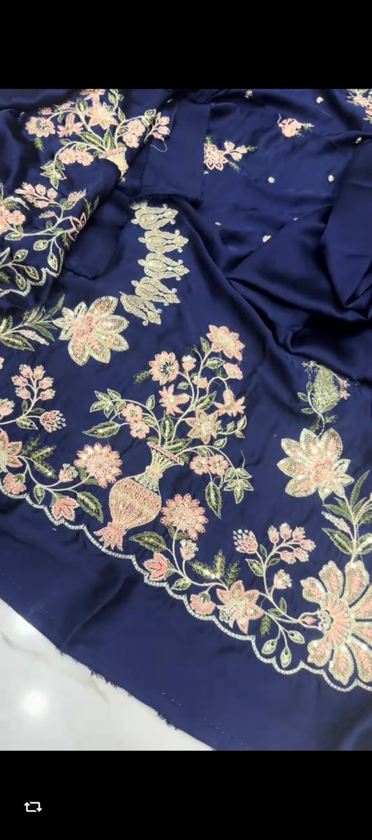 ✨ Royal Navy Blue Ethnic Silk Kaftan – 2 Piece