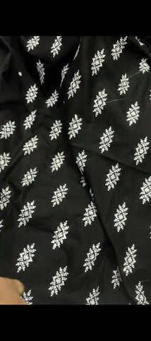 🖤 Elegant 3-Piece Black Embroidered Suit With Polka Dot Shawl