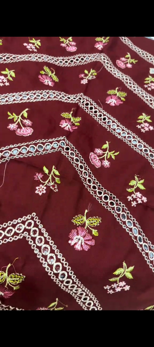 ✨ Crimson Luxury Maroon - 2PC Chicken Kari Dhanak Wool Suit✨