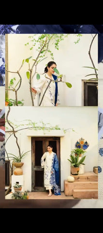 💙🤍 Durefishan Inspired Blue & White Patchwork 3-Piece Suit