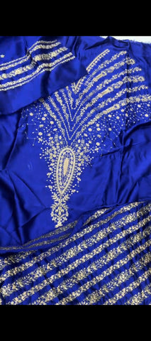 ✨ Royal Blue Luxe — 2 Pc Silk Embroidered Suit ✨