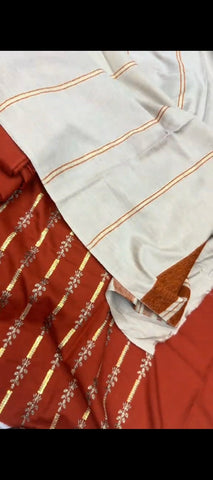 ✨ Rusty Red Embroidered 3pc  Winter Suit