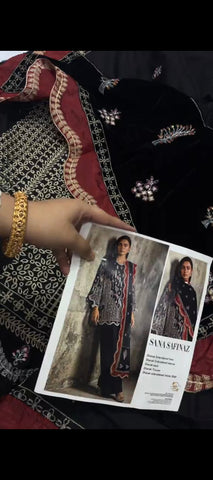 ✨ Midnight Black Elegance – Premium Embroidered 3PC Khaddar Suit