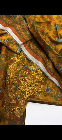 ✨ Mustard Bloom – 3PC Luxury Dhanak Laser Kari Suit ✨