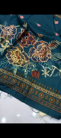 ✨ MIDNIGHT TEAL EMBROIDERED DHANAK SUIT