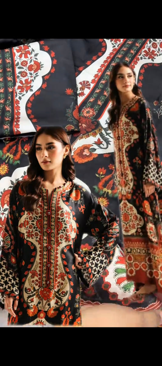 Ethnic silk printed 2pc