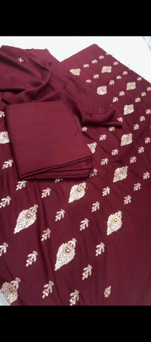 ✨ Winter Article – 3PC Silver Embroidered Suit - velvet shawl✨