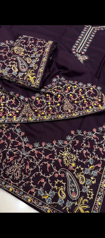 💜 Royal Dark Purple – 2 Piece Embroidered Suit