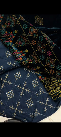 ✨ Elegant Sink Elegance – 3 Piece Embroidered Dhanak Wool Suit with Luxurious Velvet Shawl ✨