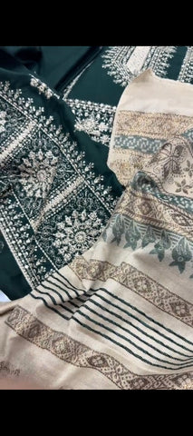 ✨ Emerald Elegance – 3PC Dhanak Wool Suit with Premium Embroidered Shawl 💚