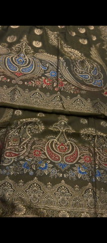 ✨ Royal Olive Green Jacquard Dhanak Suit – Elegant Winter Collection