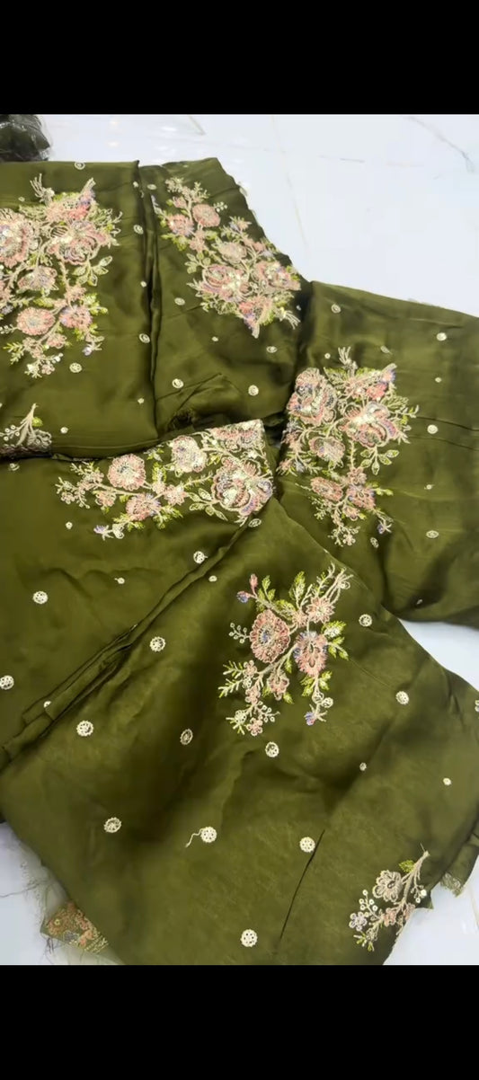 ✨ Dhani Silk Elegance – 2 Piece Embroidered Suit