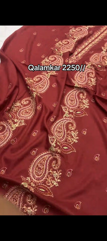 🍷✨ BEETROOT BLOOM — 2-PIECE EMBROIDERED QALAMKAR SUIT