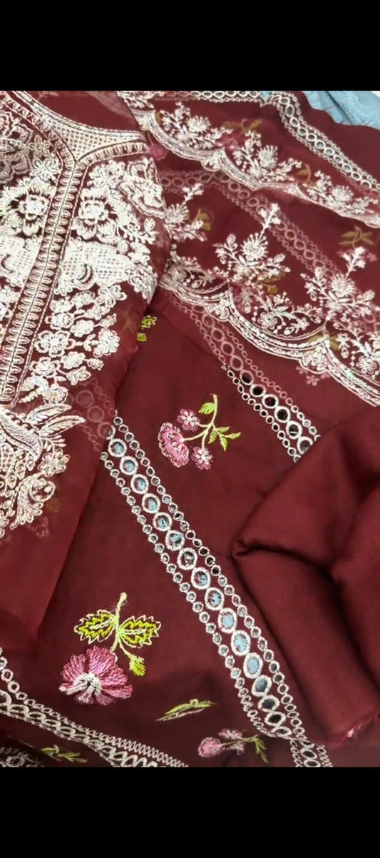 ✨ Crimson Luxury Maroon - 2PC Chicken Kari Dhanak Wool Suit✨