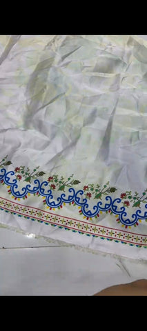 🌸 Elegant Floral Print Silk 2-Piece Unstitched Suit
