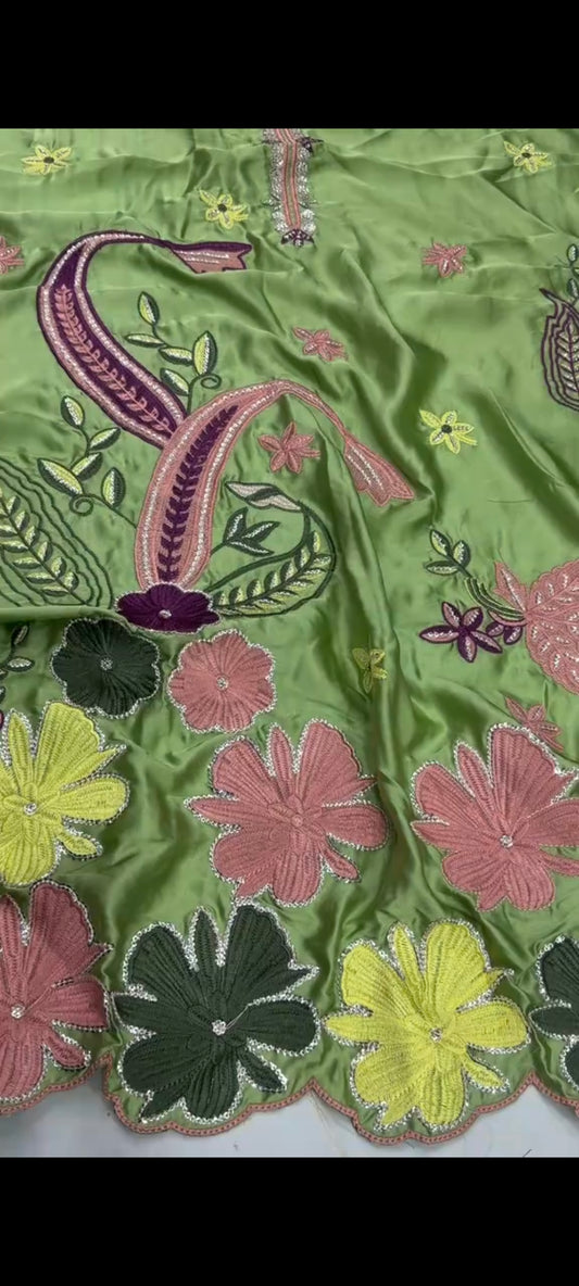 🌸 Pistachio green 💚 - Ethnic Silk Embroidered 2-Piece Suit