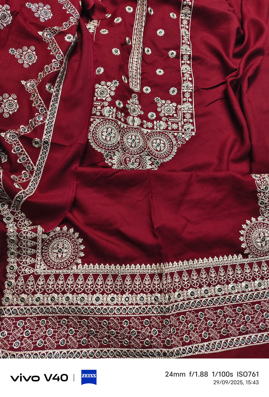 Asim Jofa 2-Piece Winter Dress – Heavy Embroidered Shirt with Plain Wool Trouser