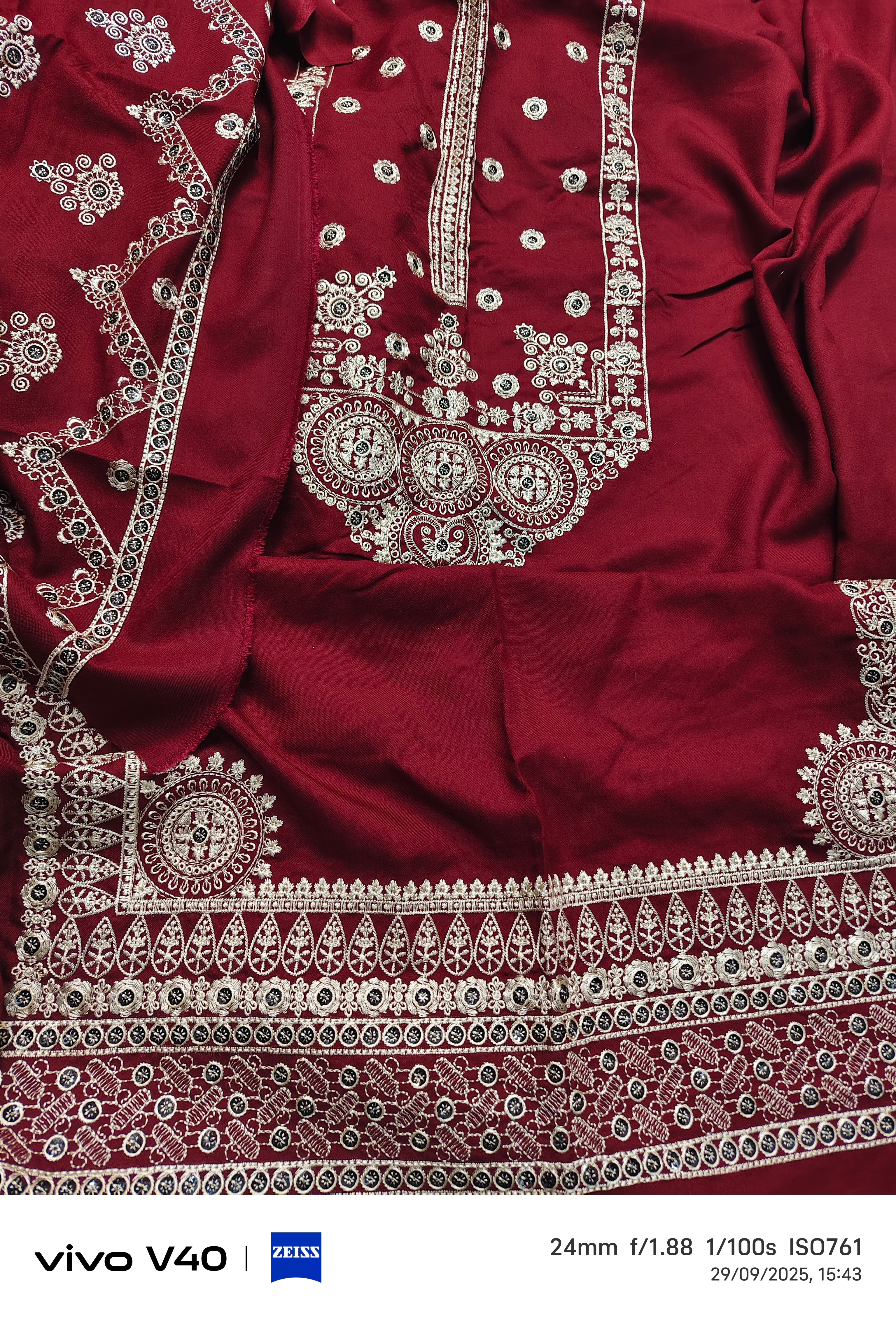 Asim Jofa 2-Piece Winter Dress – Heavy Embroidered Shirt with Plain Wool Trouser