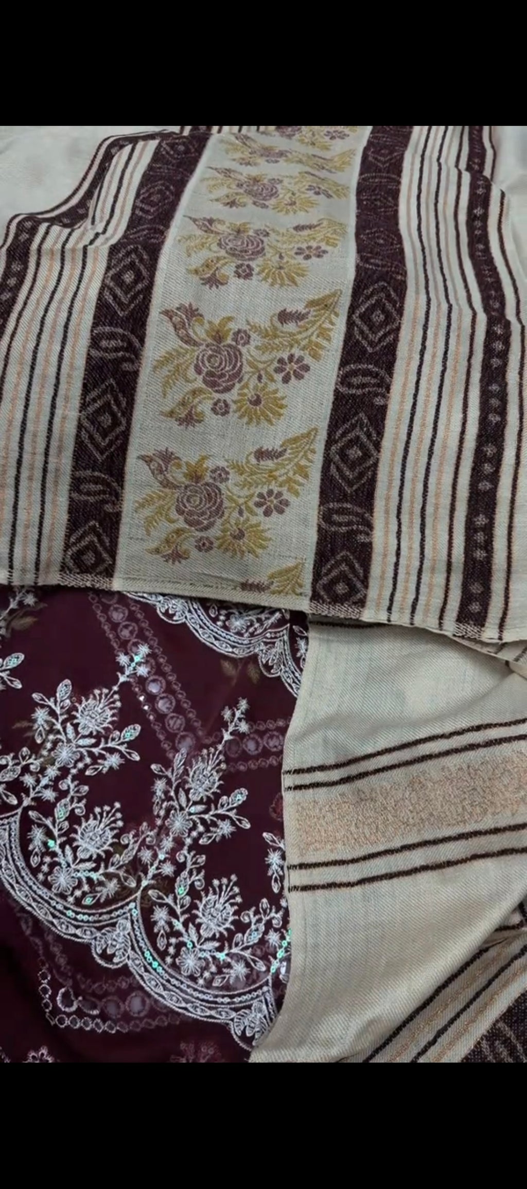 ✨ Royal Maroon – 3 Piece Winter Embroidered Suit with Shawl ❄️🤍