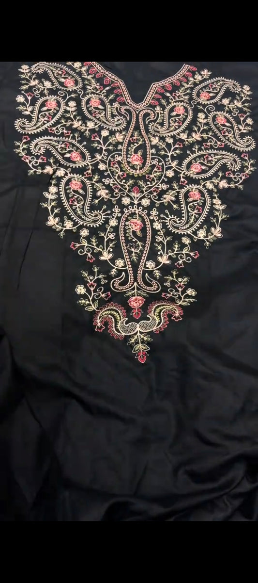 🌸 Elegant Peach Blossom – Premium Embroidered 2-Piece Winter Wool Suit