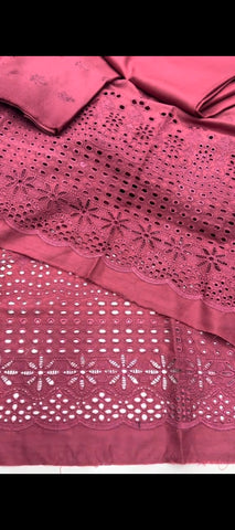 🌸 Rosy Pink Chicken Kari – Dhanak Wool 2PC Suit