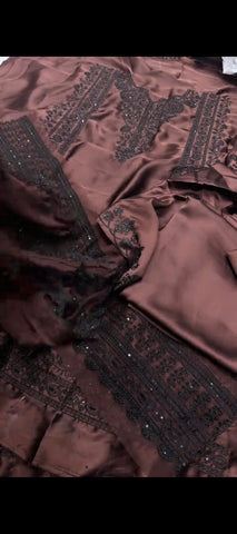🤎 Chocolate Luxe – 3PC Silk Suit