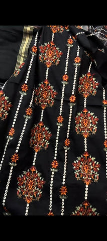 🖤 Classic Embroidered – 3PC Pashmina Wool Suit