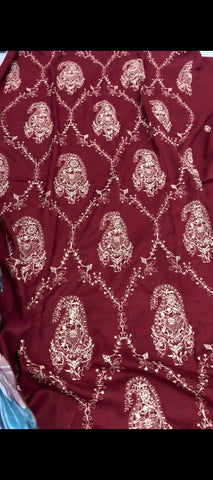 🌙 3PC Maroon Embroidered Suit