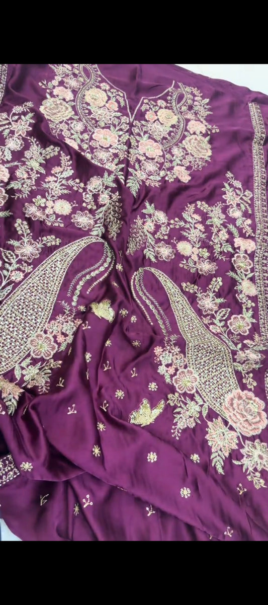 💜 Elegant Purple Ethnic Silk 2PC Suit 💜